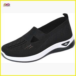 Women's Black Slip-On Athletic Walking Shoe